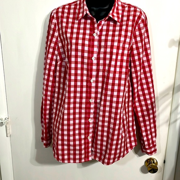 Kim Rogers woman’s blouse button up long sleeve plaid pattern - Picture 1 of 4